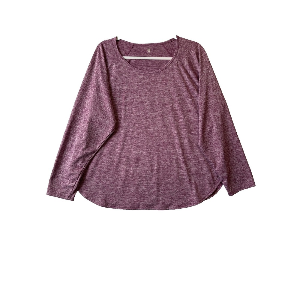 Ideology Women's Long Sleeve Top 2X Pink Heathered Athleisure Gym Hiking Workout